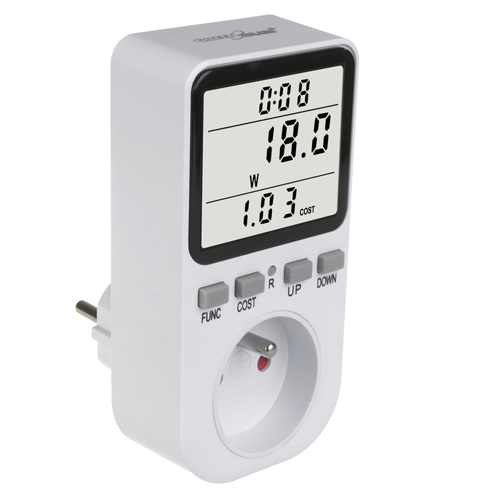 Compteur d'énergie GreenBlue, wattmètre, type E, 220-240V AC, 50Hz, charge max. 16A, IP20, batterie intégrée, GB364 E