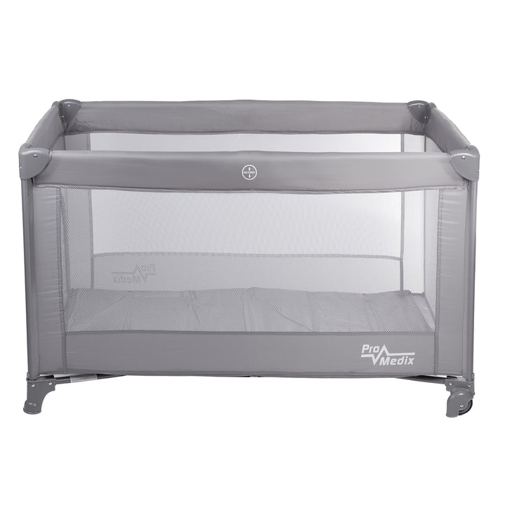 Lit de voyage Promedix, 125x65x74cm, gris, roulettes, housse de protection, PR-803 G + Pot de chambre jetable Tron ourson/lapin 10 pcs.
