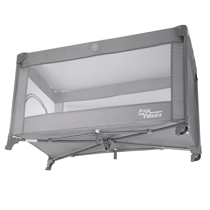 Lit de voyage Promedix, 125x65x74cm, gris, roulettes, housse de protection, PR-803 G + inhalateur Baby bear PR-811