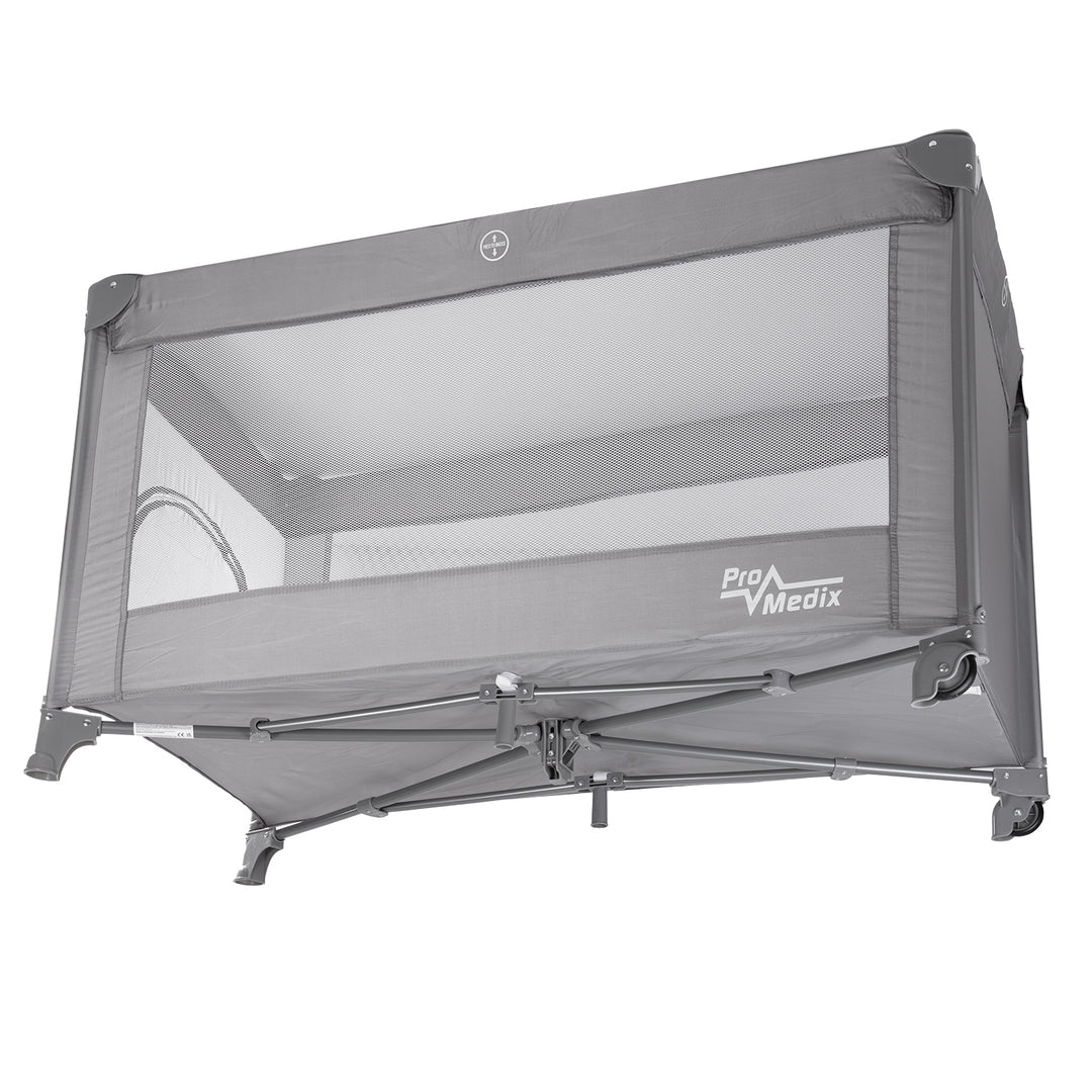 Lit de voyage Promedix, 125x65x74cm, gris, roulettes, housse de protection, PR-803 G + Inhalateur de chat pour bébé PR-816