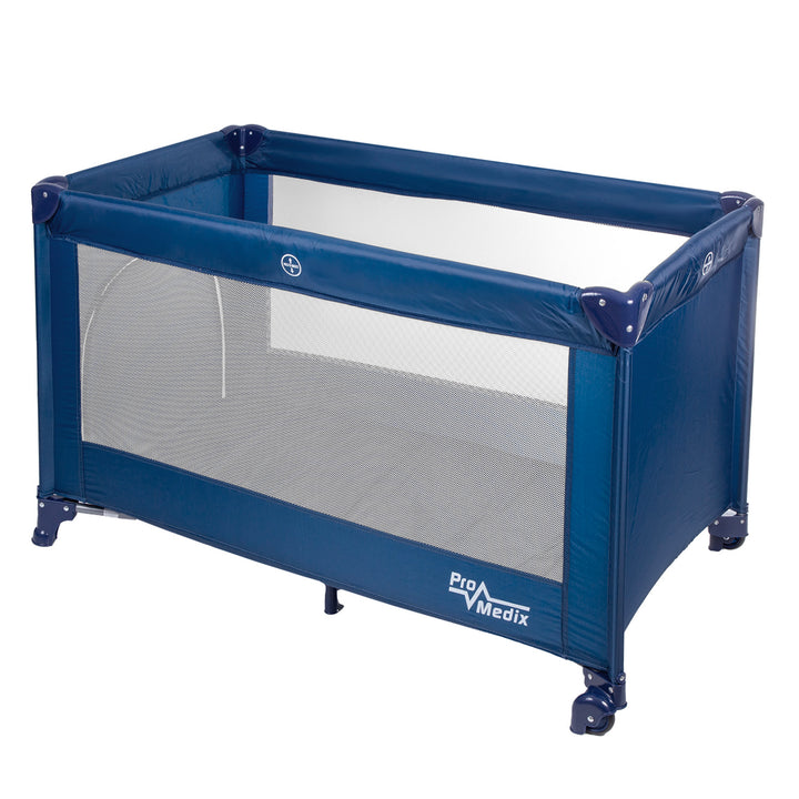 Lit de voyage Promedix, 125x65x74cm, bleu, roulettes, housse de protection, PR-803B + Pot de chambre jetable Tron fish 10pcs