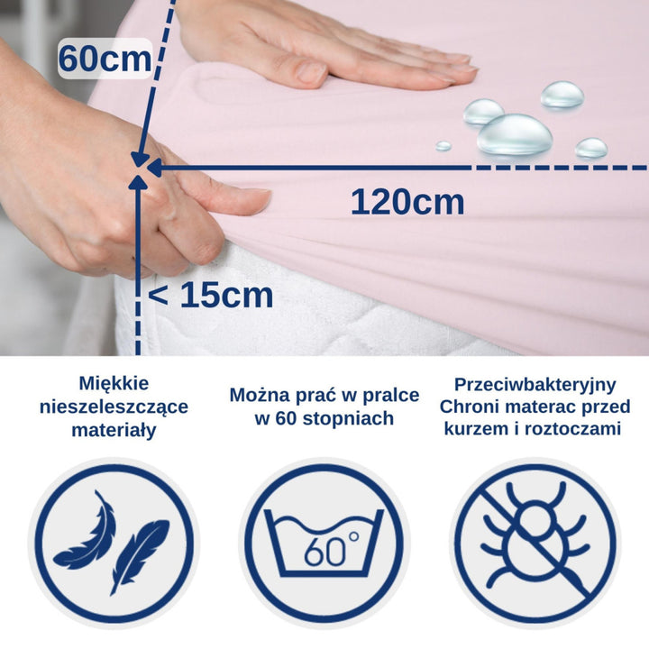 Drap imperméable Snibbs, rose, 60x120 cm, T-SNI-100232