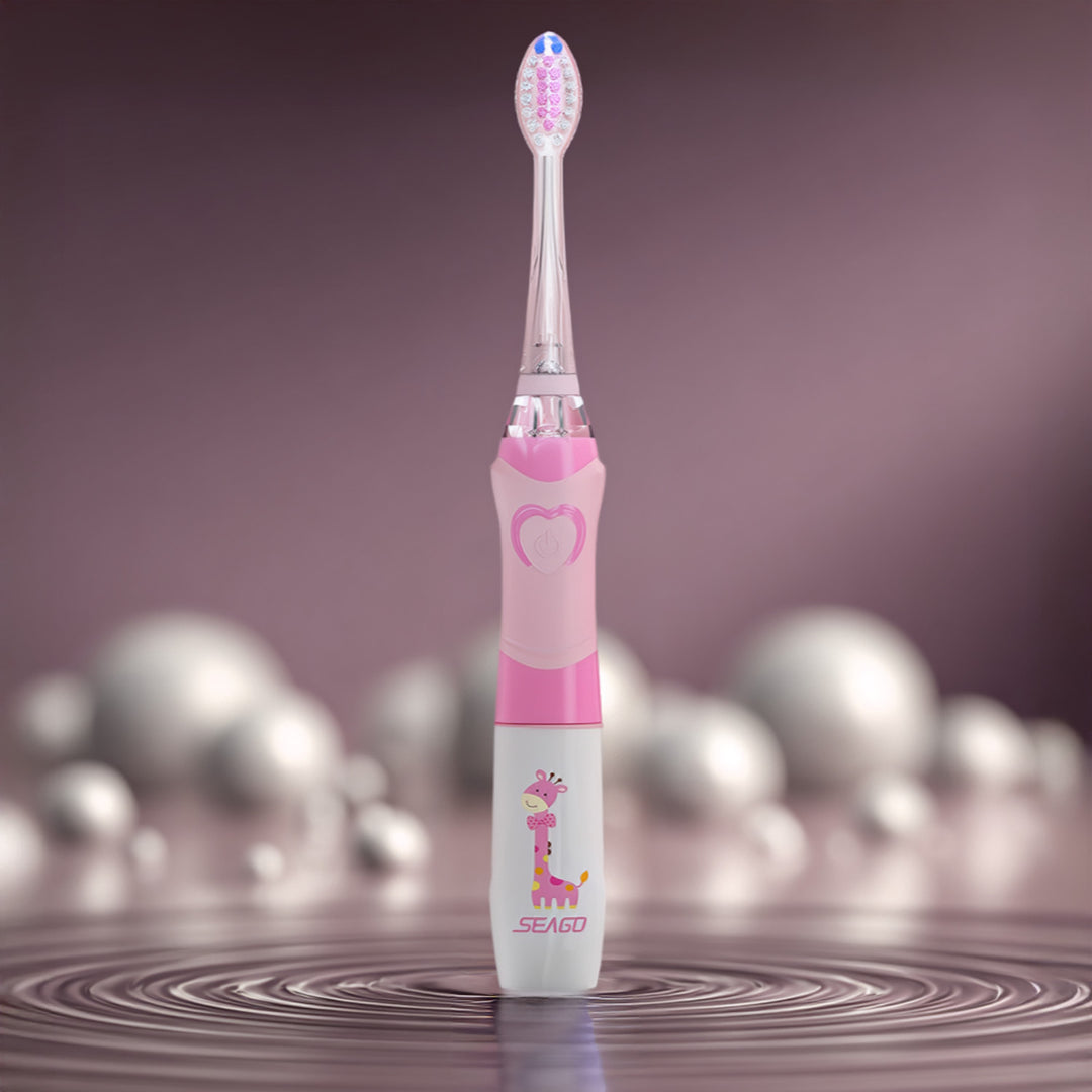 Brosse à dents sonique pour enfants SEAGO, rose, 1xAA 1,5V (non inclus), 3 embouts, SG-977 Pink