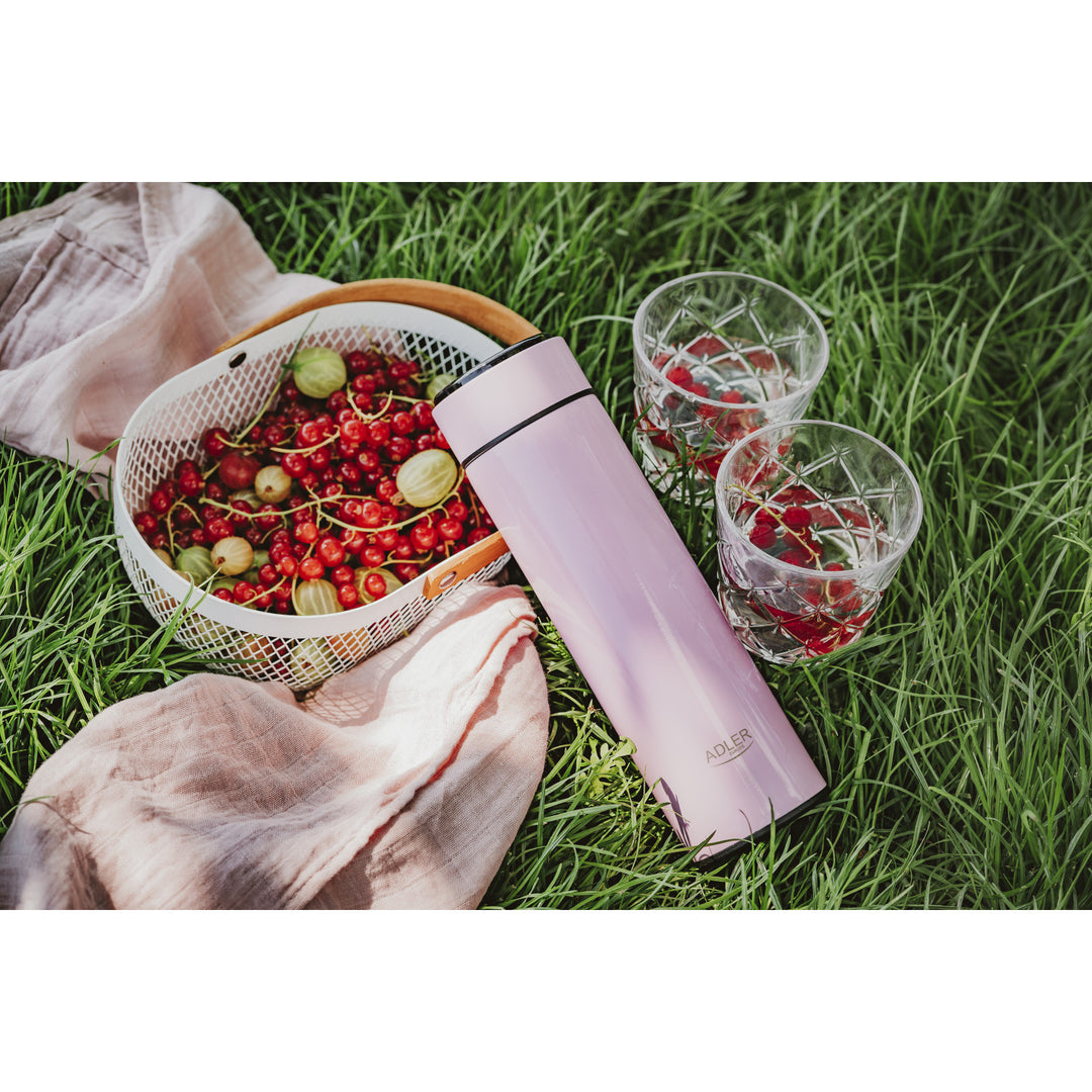 Thermos Adler, écran tactile LED, capacité 473 ml, couleur rose, AD 4506