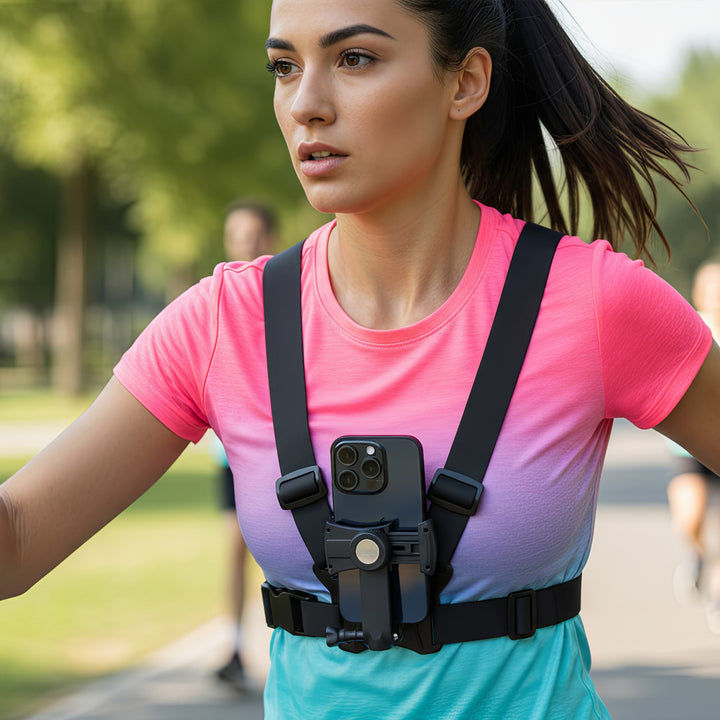 Harnais de téléphone Maclean Sports, universel, pour téléphones, appareils photo, GoPro et autres caméras, avec support pivotant, MC-294.