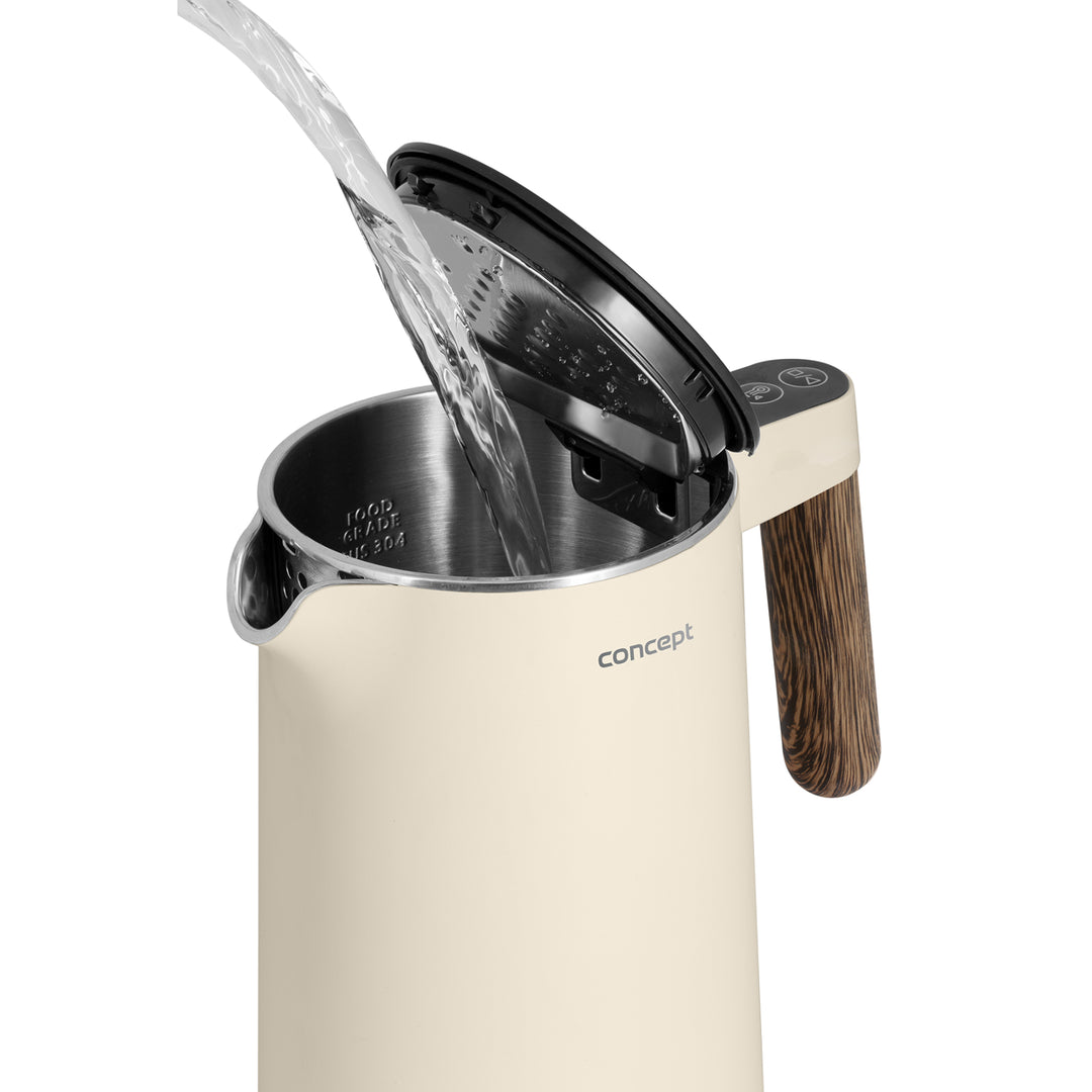 Concept Norwood RK3304 Bouilloire en acier inoxydable avec contrôle de la température Maintien au chaud 1,5L 1850-2200W Couleur Vanille