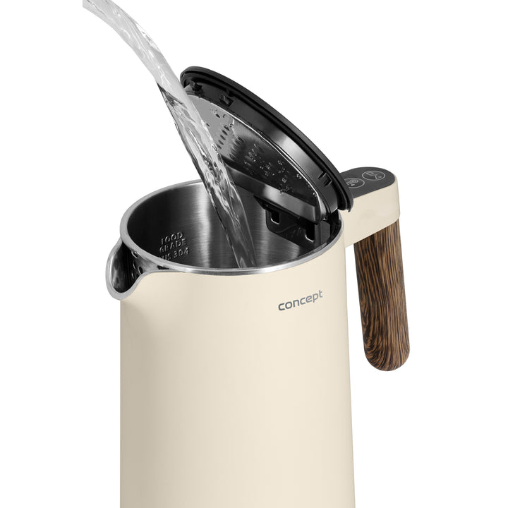 Concept Norwood RK3304 Bouilloire en acier inoxydable avec contrôle de la température Maintien au chaud 1,5L 1850-2200W Couleur Vanille