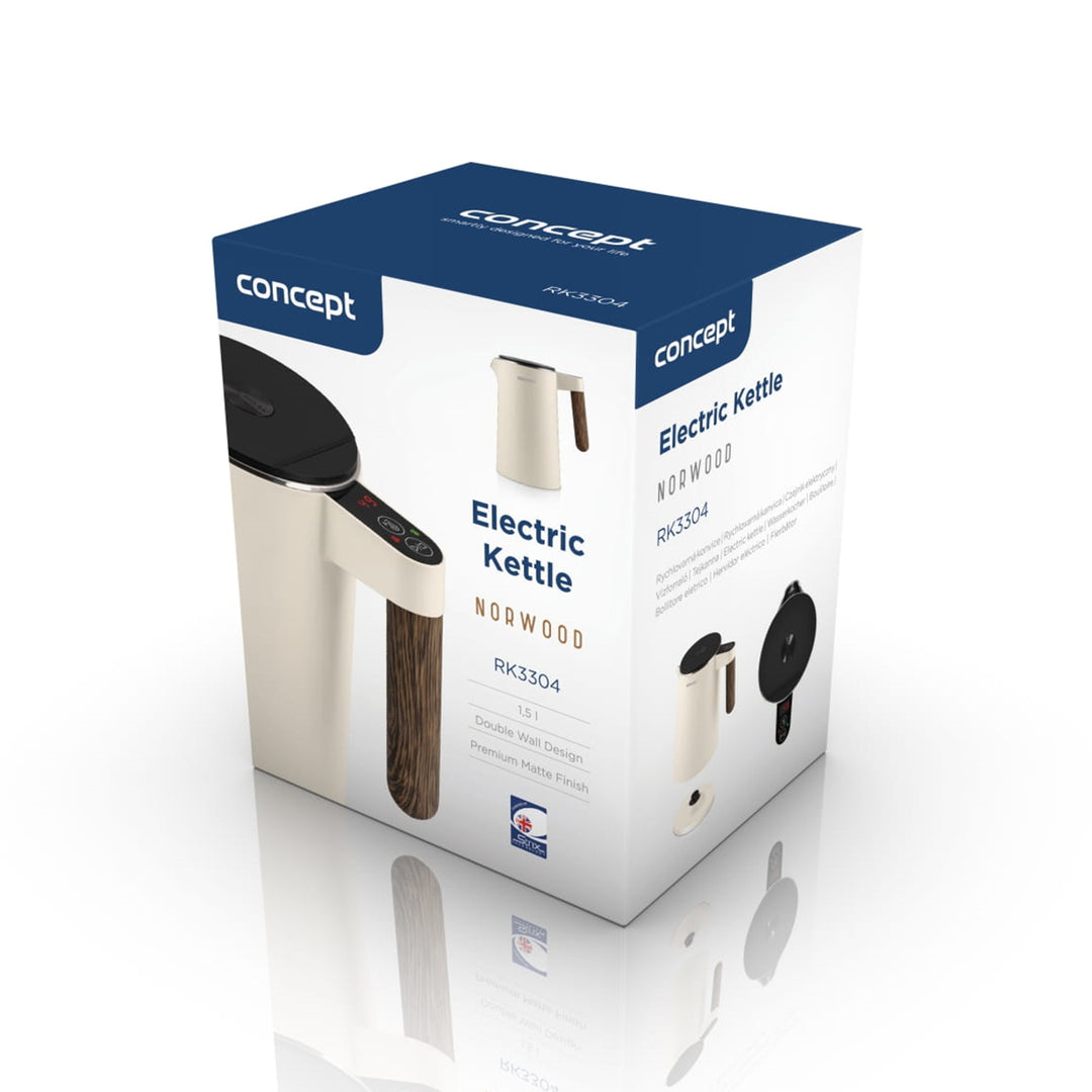 Concept Norwood RK3304 Bouilloire en acier inoxydable avec contrôle de la température Maintien au chaud 1,5L 1850-2200W Couleur Vanille