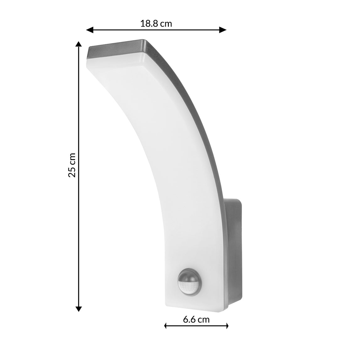 Maclean grey 20W 2000lm IP65 4000K lampe LED avec détecteur de mouvement