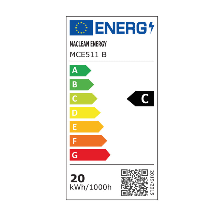 Maclean Lampe LED noire 20W IP65 2750lm blanc neutre 4000K MCE511 B