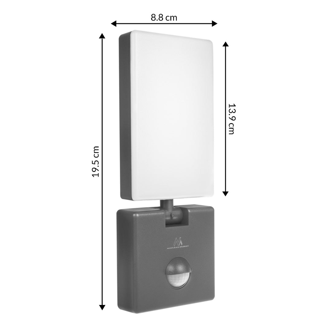 Maclean grey 10W IP65 800lm 4000K lampe LED avec détecteur de mouvement