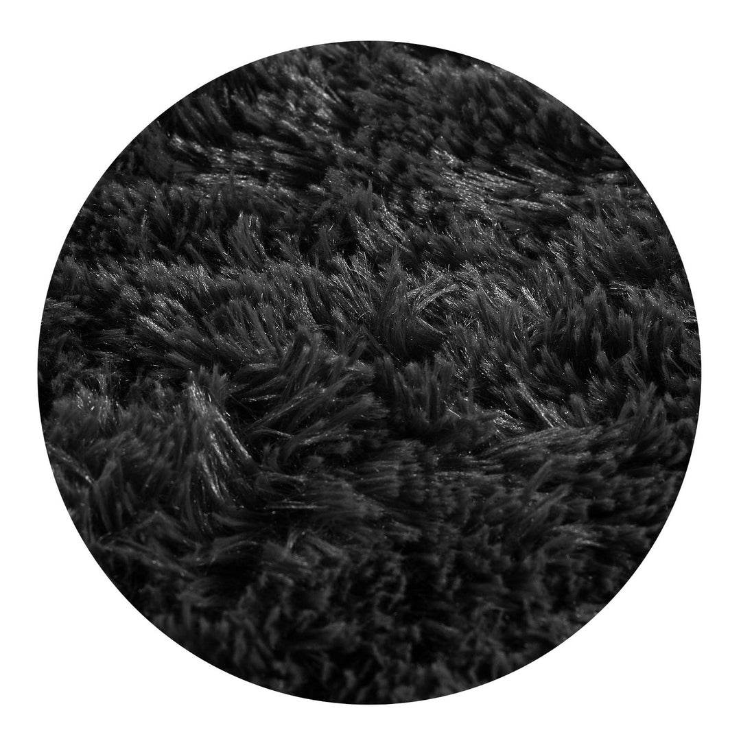 Tapis en peluche, poils courts, antidérapant, 160 x 220 cm, noir, DYWSHA120/160CZA