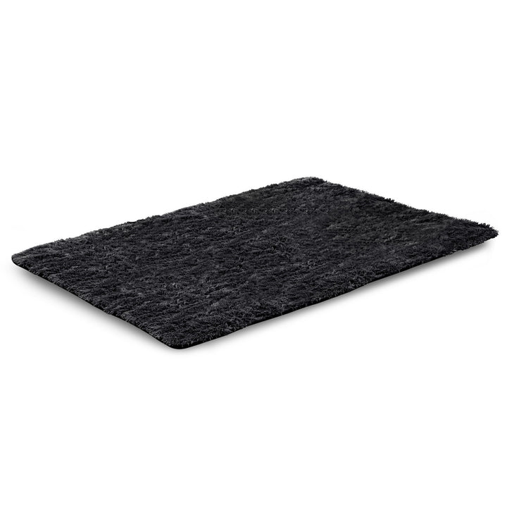 Tapis en peluche, poils courts, antidérapant, 160 x 220 cm, noir, DYWSHA120/160CZA