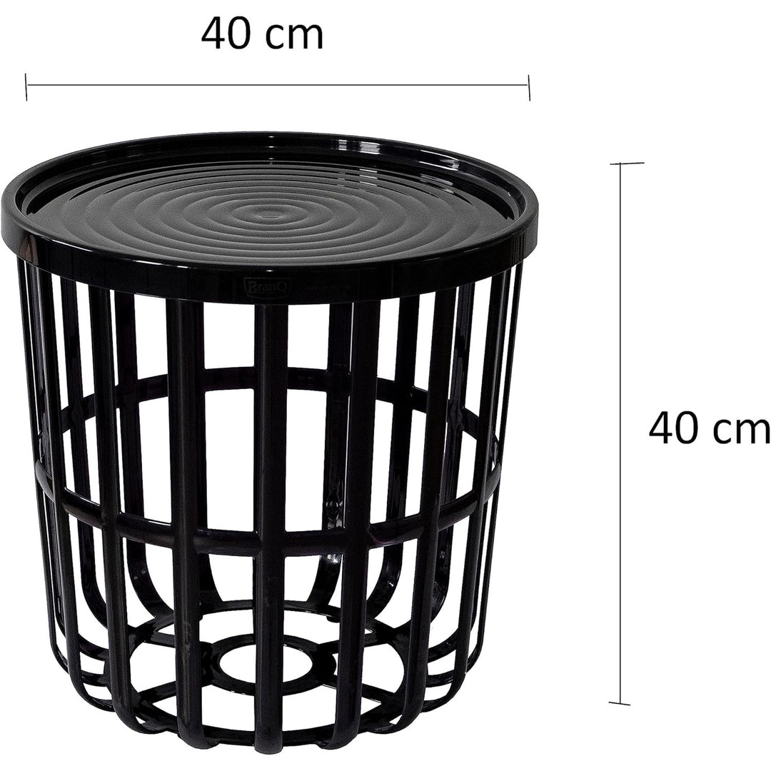 Table Branq, ronde, avec panier de rangement, noire, Zen 1850