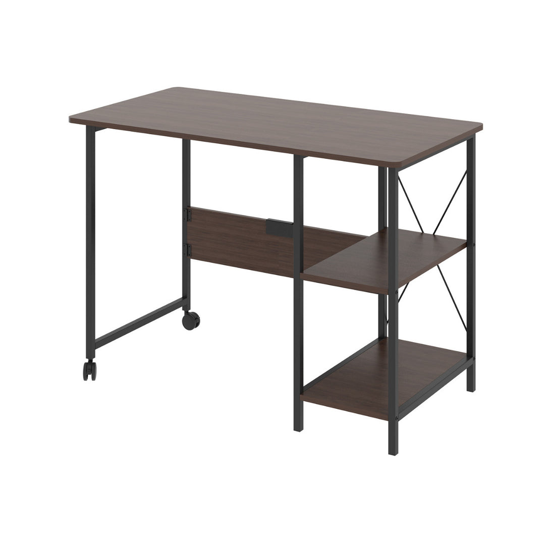 Maclean MC-411 B loft bureau pliant dimensions 107x45x75cm max - 150 kg avec plateau couleur noyer foncé