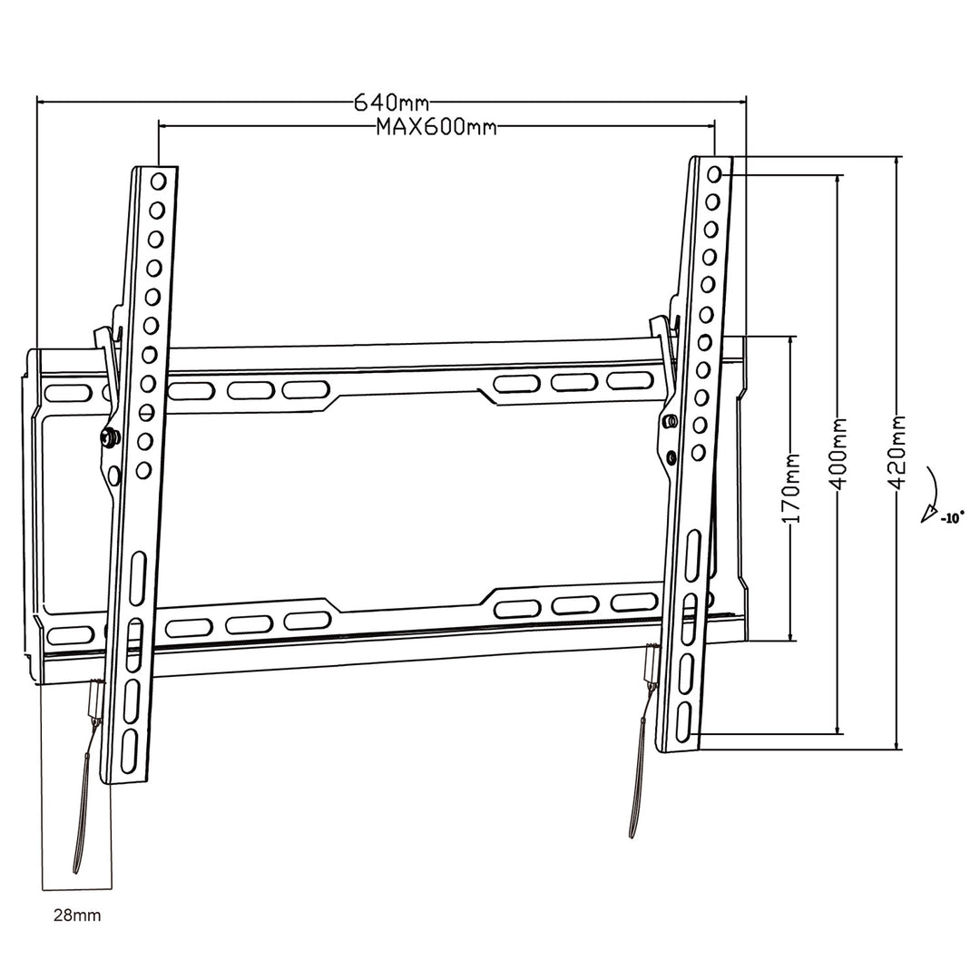 Maclean MC-413 Support TV max VESA 600x400 32-80" 45kg réglage de l'inclinaison +0°~-10°