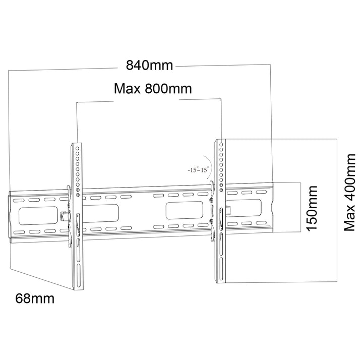 Maclean MC-422 Support TV  max VESA 800x400 43-100" 120kg réglage de l'inclinaison +15°~-15°