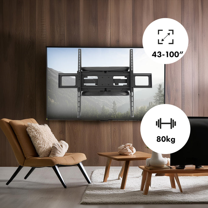 Maclean MC-423 Support TV max VESA 800x600 43-100" 80kg réglage de l'angle horizontal et vertical profil 50-500mm noir