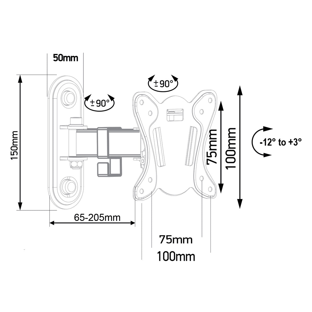 Maclean MC-416 Support pour TV ou moniteur max. VESA 100x100 13-32" 30kg noir