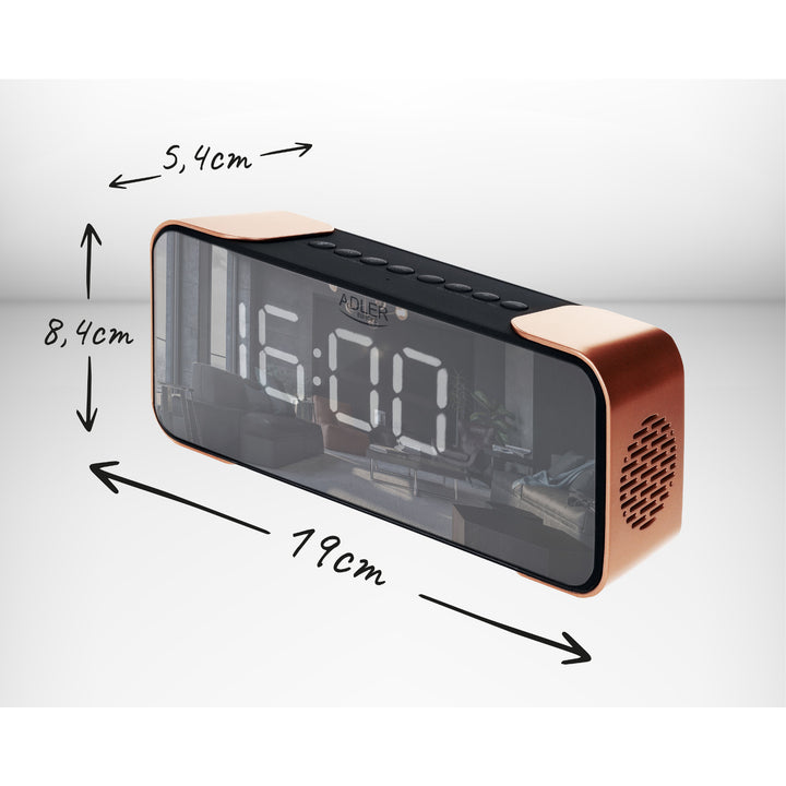 Radio-réveil sans fil Adler AD 1190 Copper avec écran LED et fonction Bluetooth