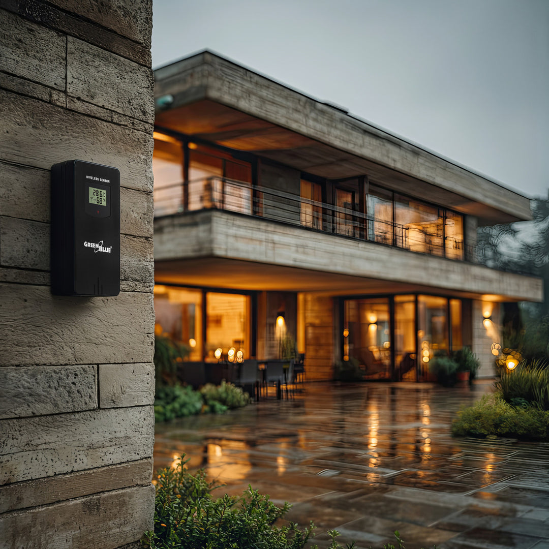 Station météo sans fil GreenBlue, couleur, avec DCF, phases de lune, baromètre, calendrier, alimentation, GB540N