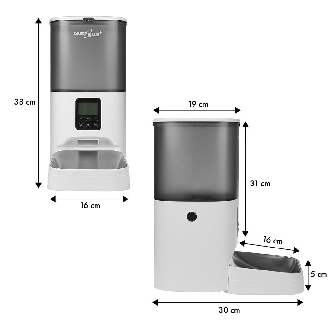 GreenBlue GB393 Distributeur automatique de nourriture pour animaux 6L USB 5V1A