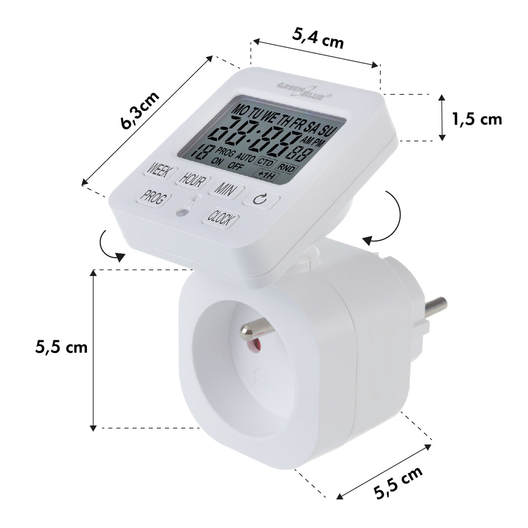 Horloge digitale GreenBlue timer, programmateur - minuterie, charge max. 16A, IP20, GB605 E