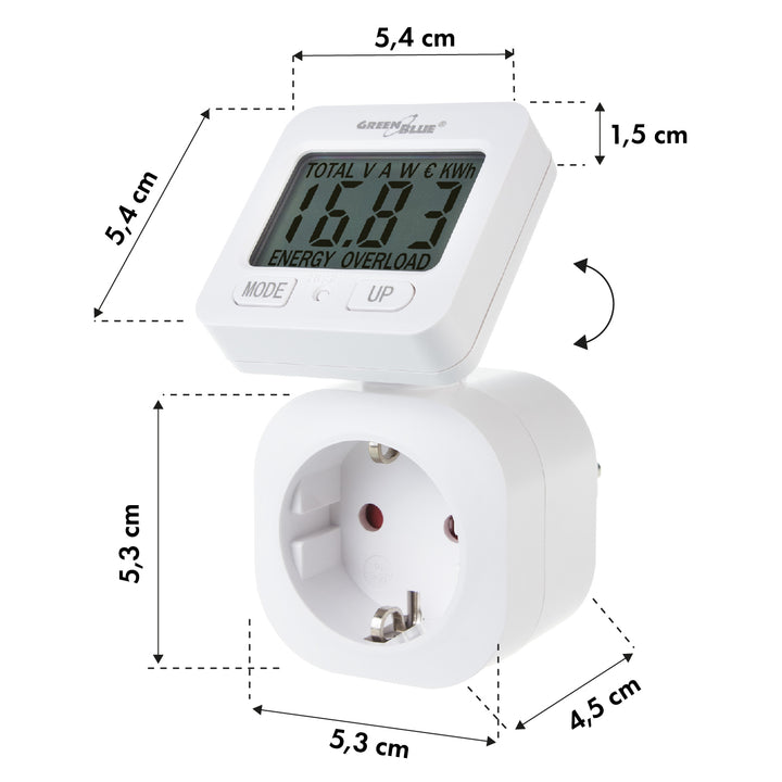 GreenBlue GB615 F Compteur d'énergie wattmètre 16A max.3680W mémoire secondaire