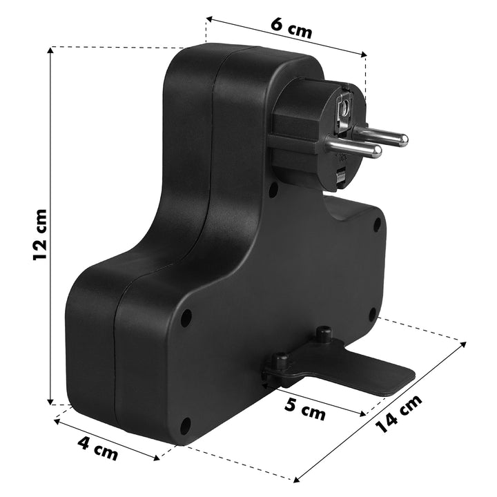 Maclean MCE224 E Prise de courant quadruple avec interrupteur marche/arrêt, pied stabilisateur, Type E, 2x2,5A, 2x16A,