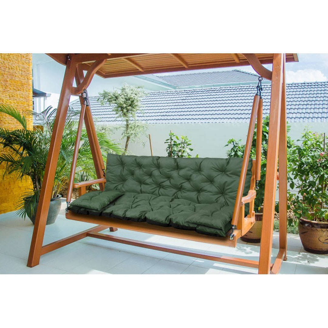 Ensemble de jardin vert 180x60x50cm + 2 coussins 42 x 42 cm