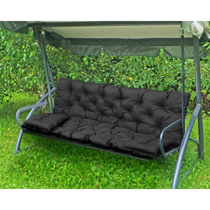 Ensemble de jardin noir 120x60x50cm + 2 coussins 42 x 42 cm