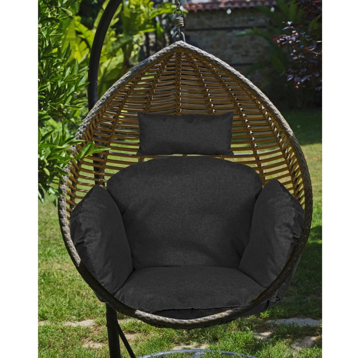 Coussin de jardin 112x113 cm pour nid de cigogne chaise suspendue imperméable noir