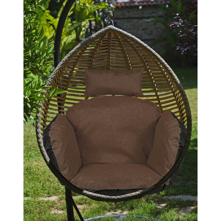 Coussin de jardin, pour chaise suspendue, nid de cigogne, 112x113, brun,