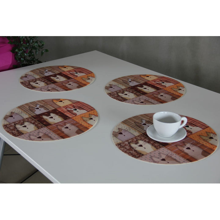 Set de tapis de table Bertoni, 4 pièces, rond, 33 cm, Pexeso Beige