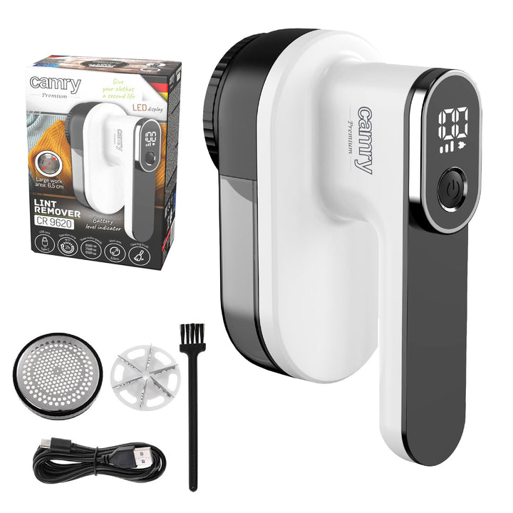 Rasoir à mouchoirs Camry, écran LCD, batterie rechargeable Li-Ion, noir et blanc, CR 9620