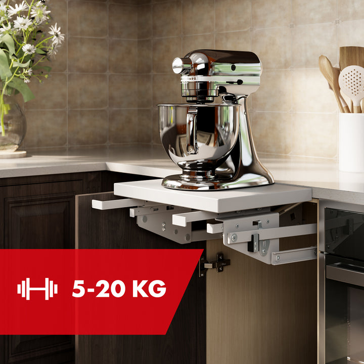 Lift, étagère de cuisine extensible encastrable 5-20kg. 820x168x106mm MC-497