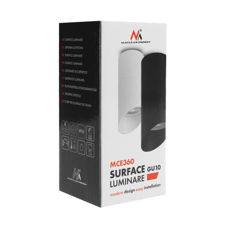 Maclean luminaire/tube apparent, spot, rond, aluminium, GU10, 55x130mm, blanc, MCE360 W