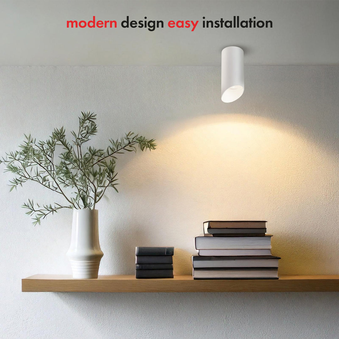 Maclean luminaire/tube apparent, spot, rond, aluminium, GU10, 55x130mm, blanc, MCE360 W