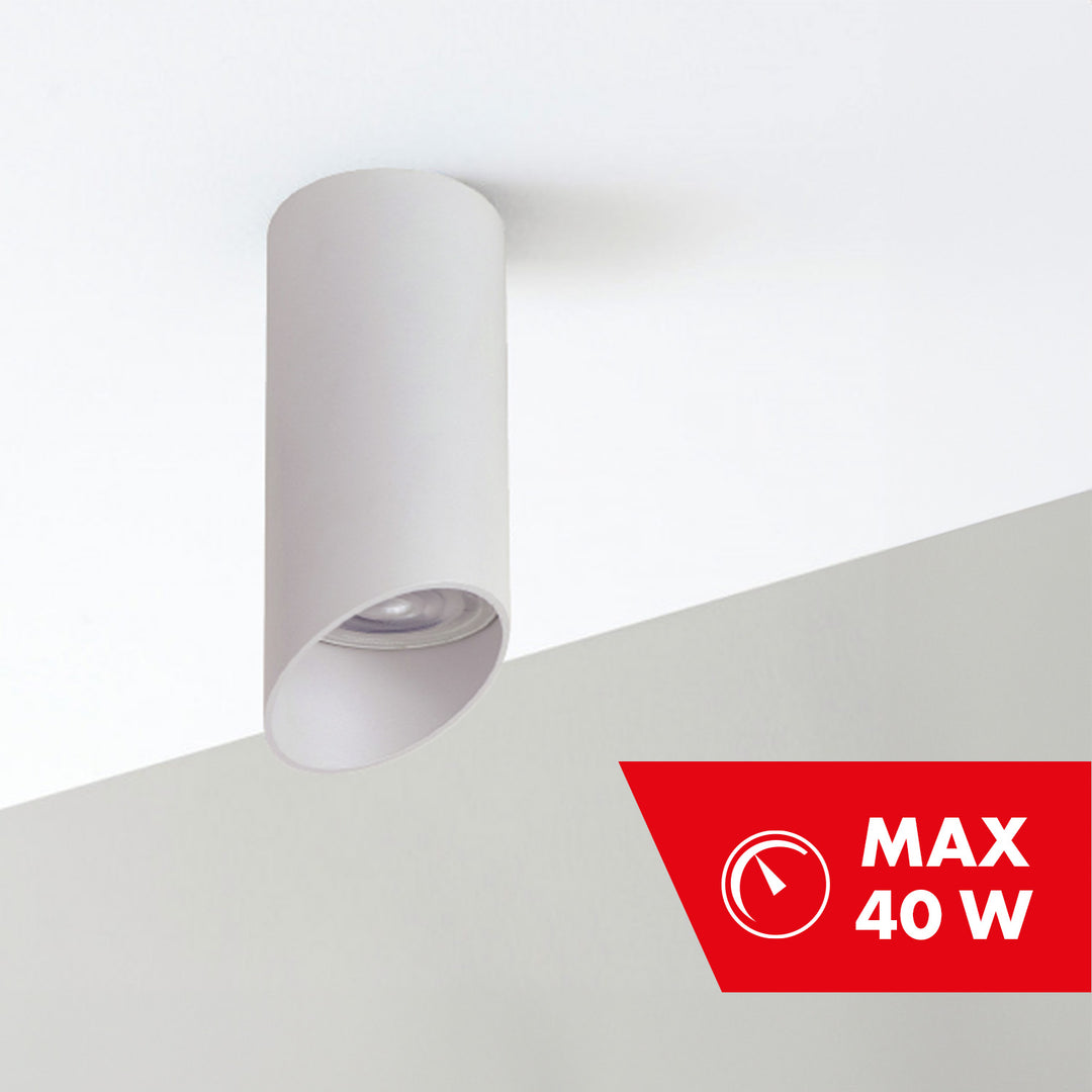 Maclean luminaire/tube apparent, spot, rond, aluminium, GU10, 55x130mm, blanc, MCE360 W
