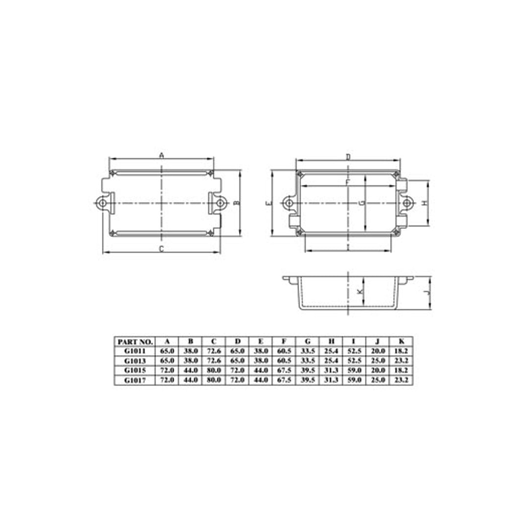 Velleman G1013 Boîtier avec trous d'aération noir 65x38x25mm