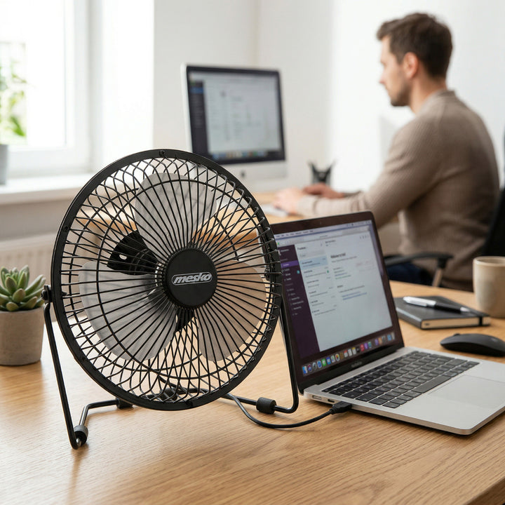 Ventilateur de bureau Mesko, diamètre 15 cm, alimentation USB, oscillation verticale, MS 7322
