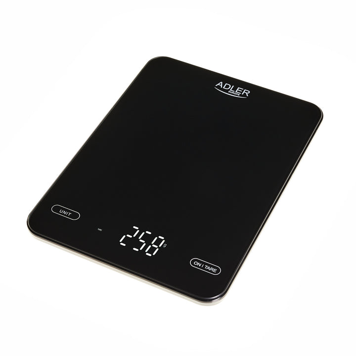 Balance de cuisine, Adler, noire, 10 kg, rechargeable par USB, AD 3177