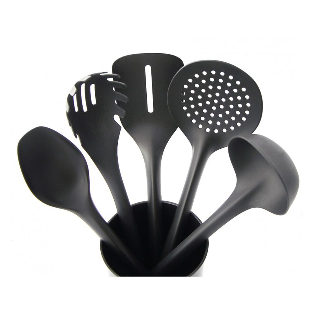 Set de 5 ustensiles de cuisine + récipient de 15 cm noir Practic Handy