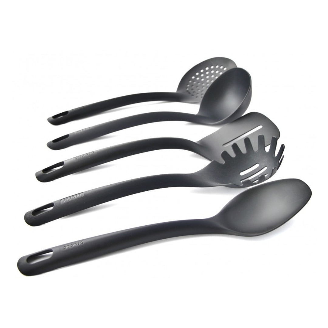 Set de 5 ustensiles de cuisine + récipient de 15 cm noir Practic Handy
