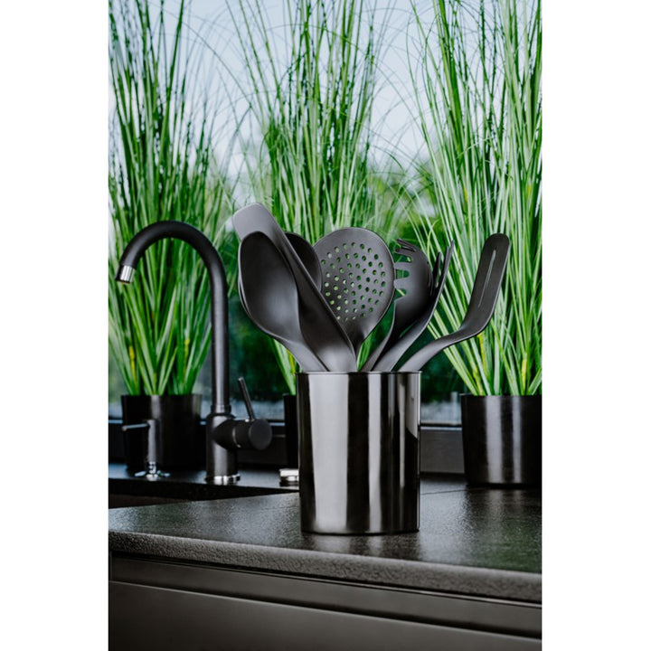 Set de 5 ustensiles de cuisine + récipient de 15 cm noir Practic Handy