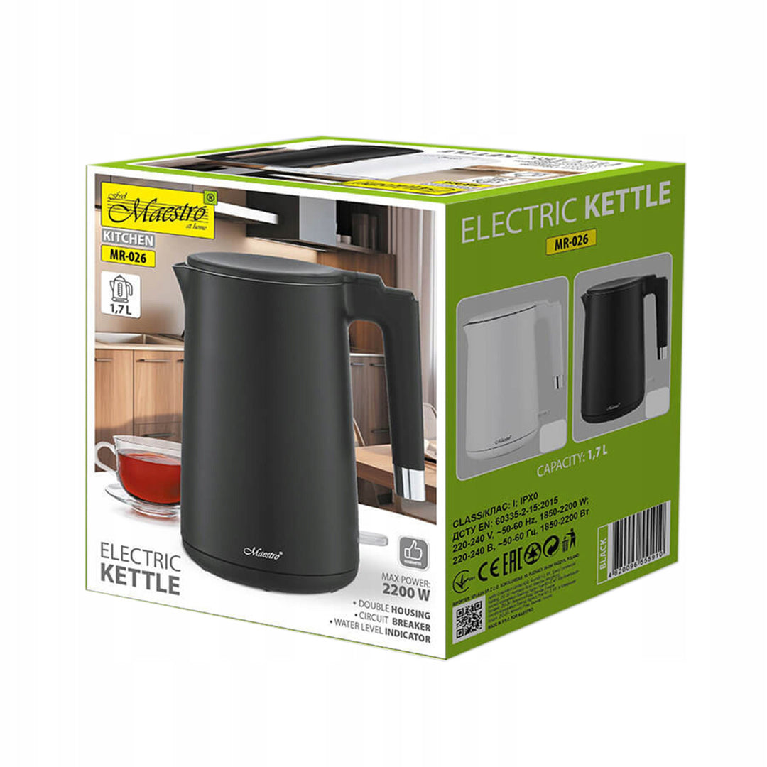 Bouilloire électrique Maestro, 1800W, 1.7l, noir, MR-026