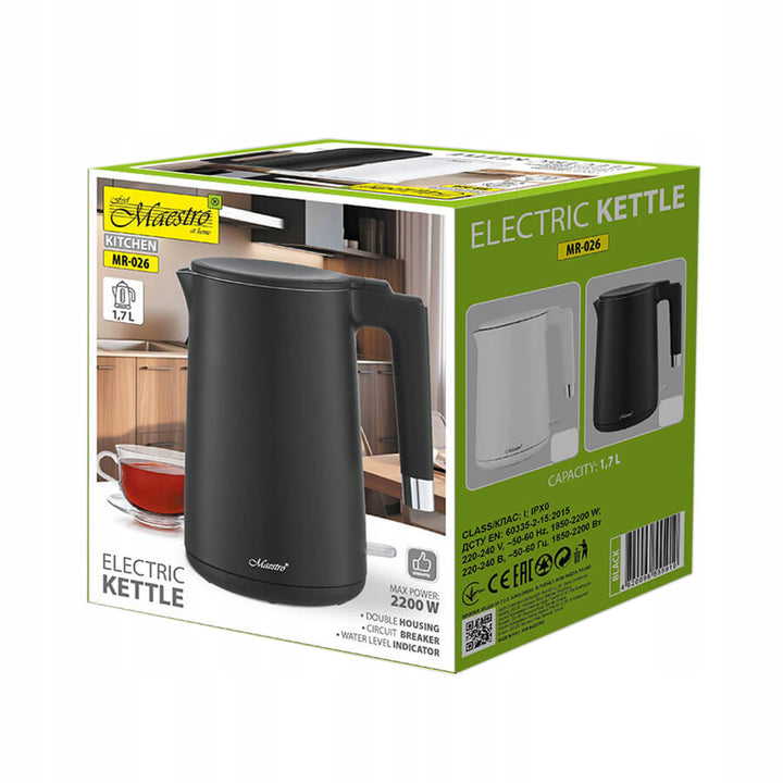 Bouilloire électrique Maestro, 1800W, 1.7l, noir, MR-026