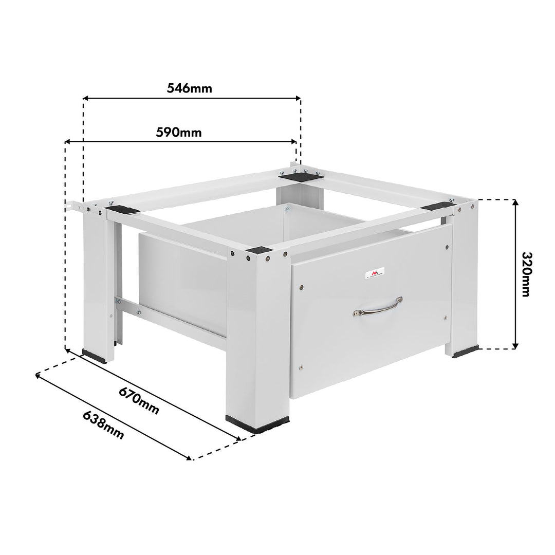 Meuble de rangement pour lave-linge / sèche-linge avec tiroir Maclean, charge maximale 150 kg, blanc, MC-117 W