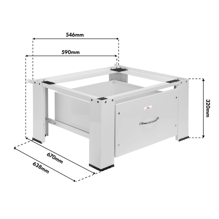Meuble de rangement pour lave-linge / sèche-linge avec tiroir Maclean, charge maximale 150 kg, blanc, MC-117 W