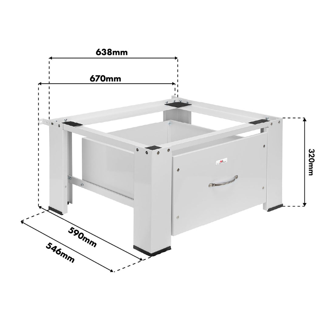 Meuble de rangement pour lave-linge / sèche-linge avec tiroir Maclean, charge max. 150 kg, blanc, MC-117 W